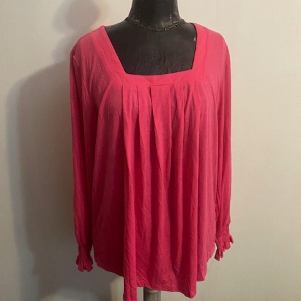 Zeagoo Coral Square Neck pleated front elastic in wrist top, size XL